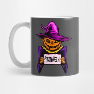 pumpkin man in halloween costume Mug